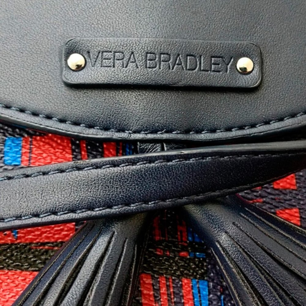 Vera Bradley Small Crossbody Bag Navy & Red Art Plaid - Picture 4 of 9